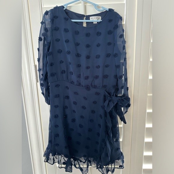 Girls navy chiffon polka dot dress Ava & Yelly - Picture 1 of 6